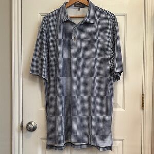 Peter Millar Blue and White Checkered Polo